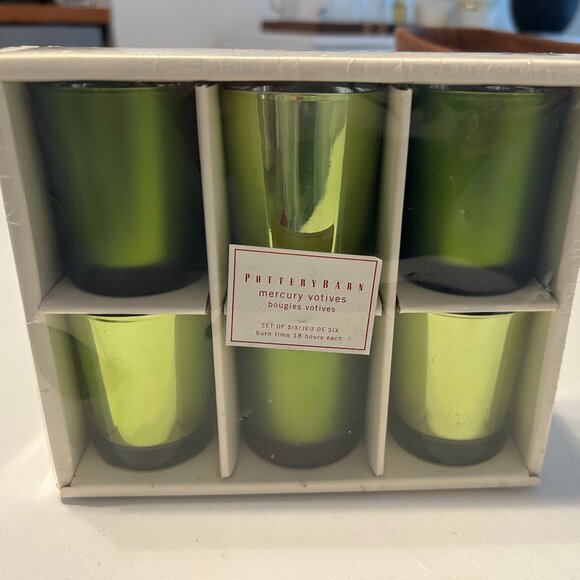 Pottery Barn Mercury Glass Votive Candles NEW - Picture 2 of 3